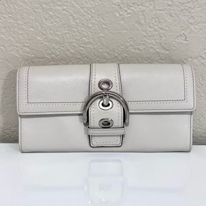 Coach Soho Envelope Buckle Wallet White Leather